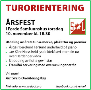 Annonse for årsfest for avslutning av Turo-sesongen 2022 på Førde Samfunnshus 10. november kl 18:30